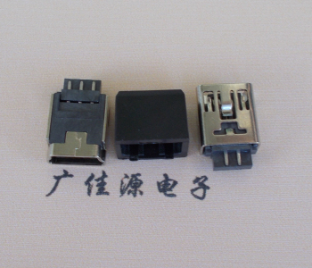 东莞MINI USB 5Pin接口 带护套焊线母座 B型180度铜壳
