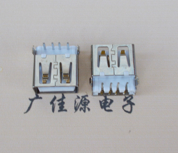 东莞USB母座接口 AF90度沉板1.9引脚4P插件白胶芯直边