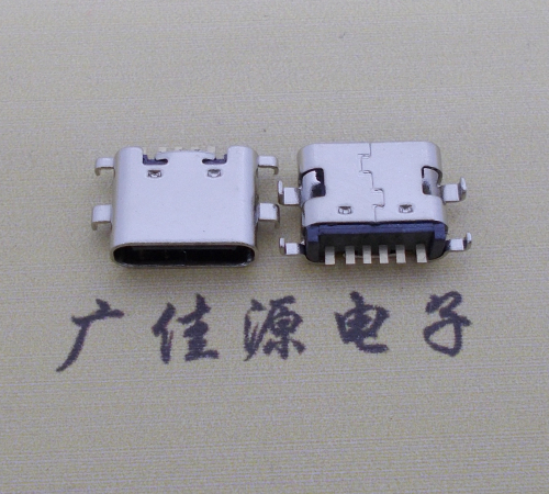 东莞简易充电type c6P母座沉板1.6mm接口