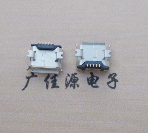 东莞Micro USB 5PIN接口,B型垫高0.9mm鱼叉脚贴片雾锡卷边