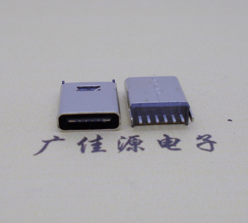 东莞直立式插板Type-C6p母座连接器高H=10.0mm
