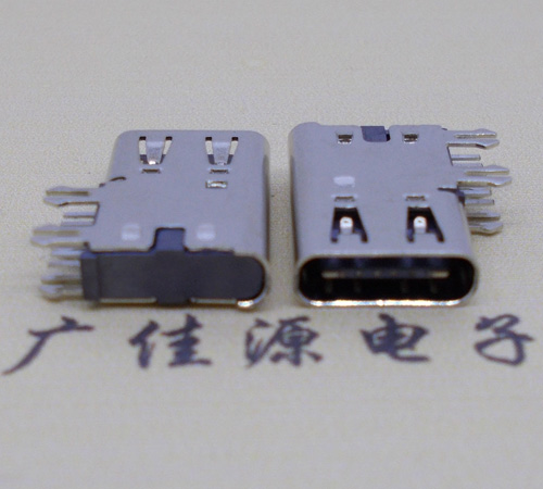 东莞侧插USB3.1接头座子.90度type-c母座.6p侧插连接器