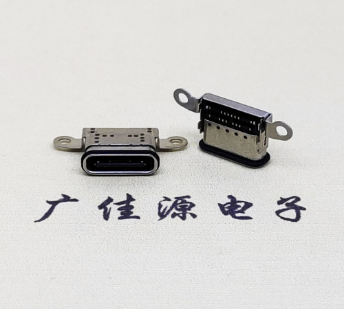 东莞USB 3.1C口.TYPE-C16P防水双排贴插座带螺丝孔